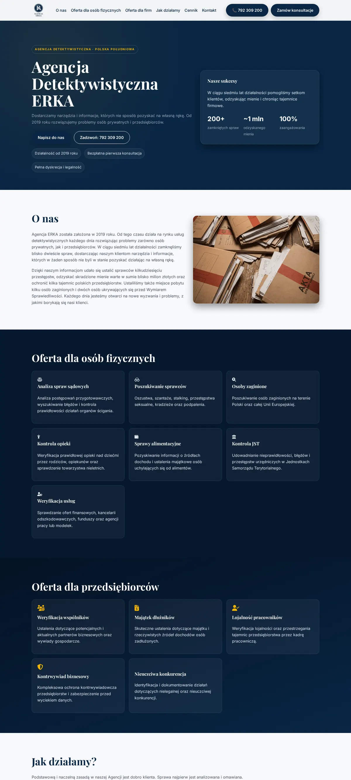 Agencja Erka — widok desktop