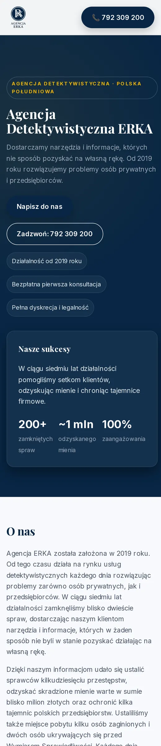 Agencja Erka — widok mobilny