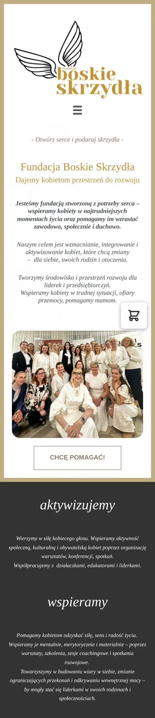 Boskie Skrzydła — widok mobilny